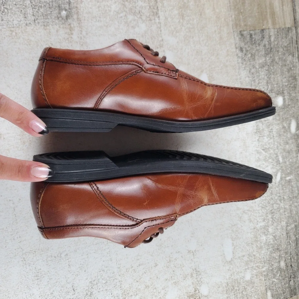Florsheim Reveal Bike Kids Oxford Shoes Sz 12.5 Cognac Leather Bicycle Toe Lace